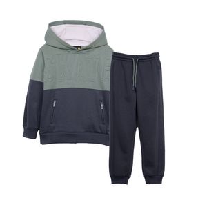 Buzo Niño Pantalón Jogger y Polerón con Gorro Marengo
